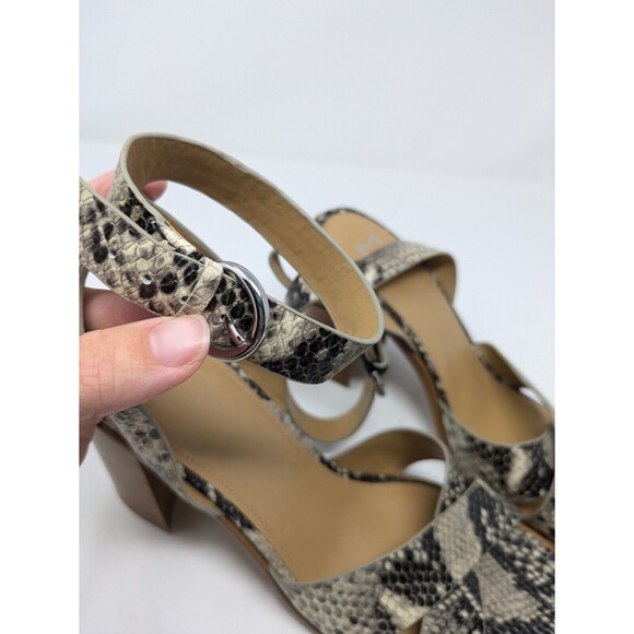 Marc Fisher Orla Ltd Leather Snakeskin Strappy Sandals Wood Heel Size 10 - Picture 7 of 10